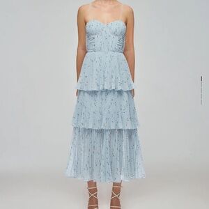 Self Portrait Blue Tiered Midi Dress size 8